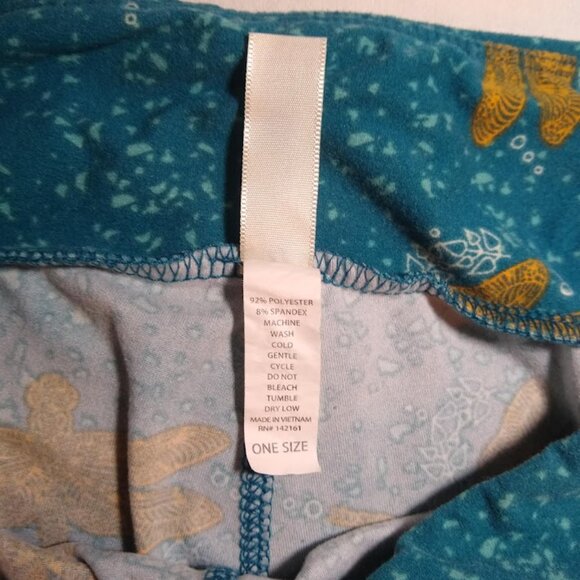LuLaRoe OS leggings turquoise/gold - Picture 3 of 4
